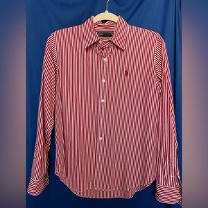 Ralph Lauren, red strips, bottom down shirt